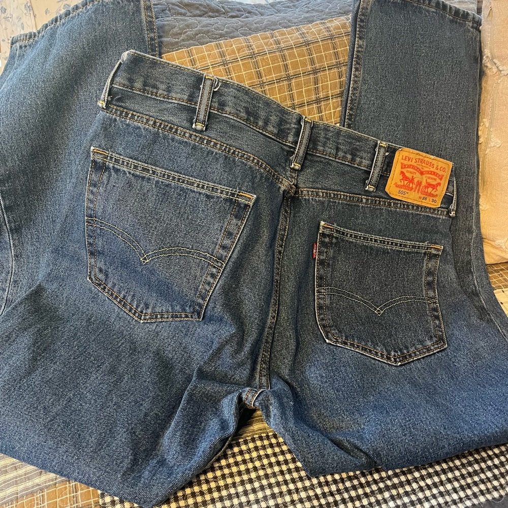 Levi's 505 Regular Fit Straight Leg Men's Blue Jeans Size 38 x 30